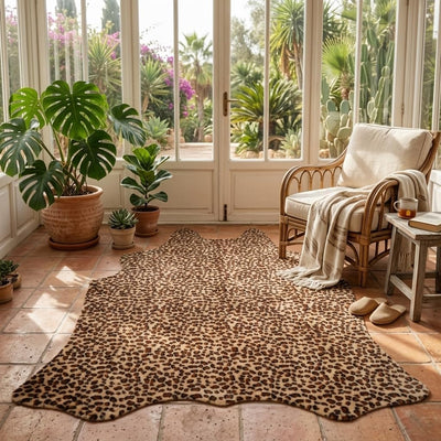 Alfombra sintética estampado leopardo 5.2x6.6pies