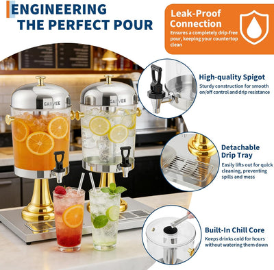 Dispensador bebidas frías acero inox 4.4gal con soporte