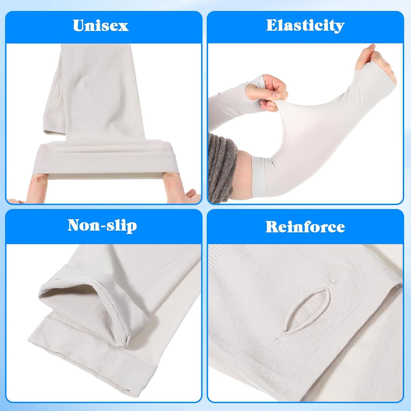 3 Pares Mangas Compresión Verano con Orificio Pulgar Protección UV