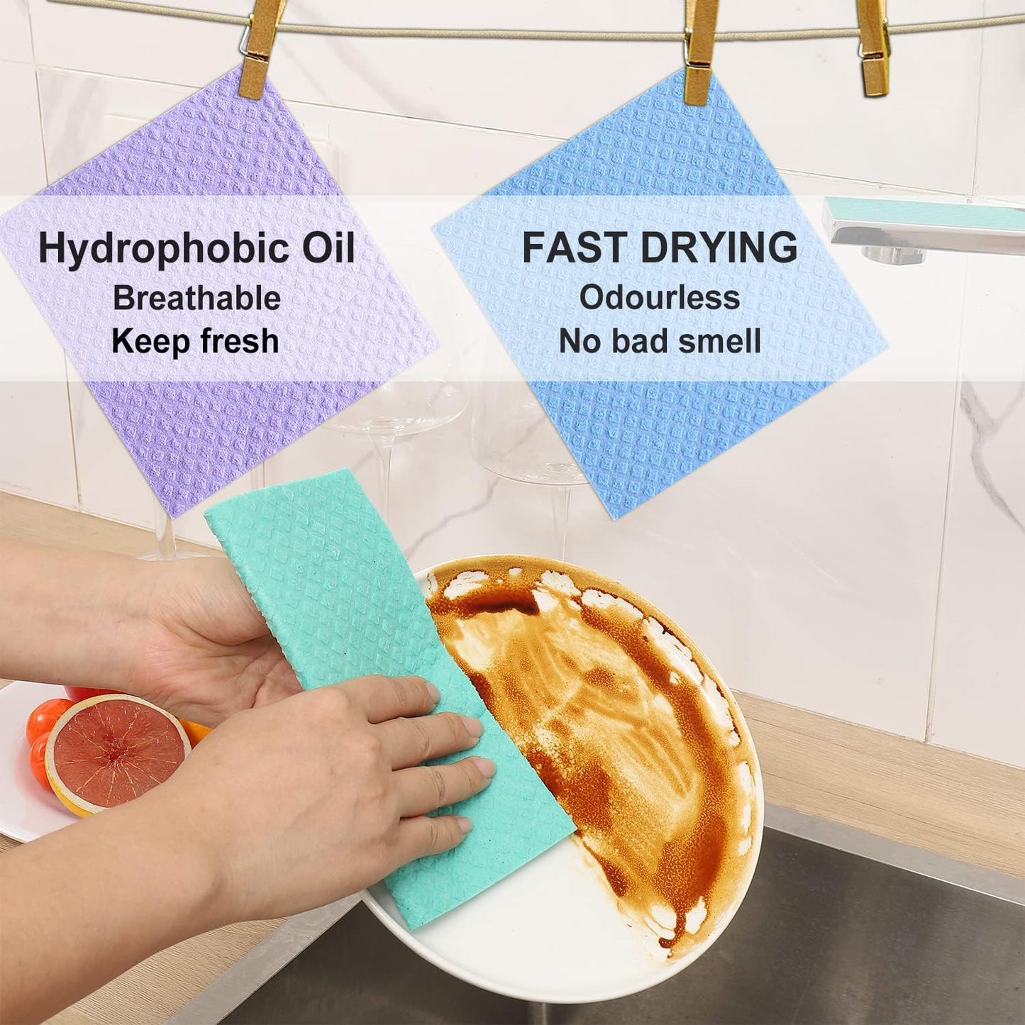 10 Pzas Paños Cocina Suecos Reutilizables Compostables
