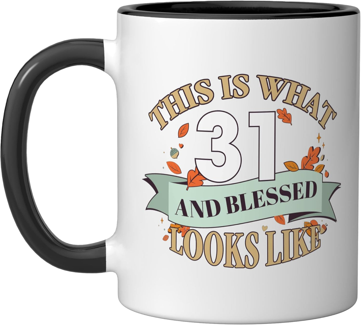Taza cerámica cumpleaños 31 años negro/blanco