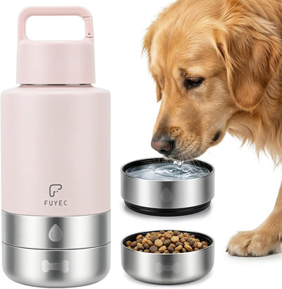 Botella agua perro 32oz acero inox aislado 2 cuencos desmontables