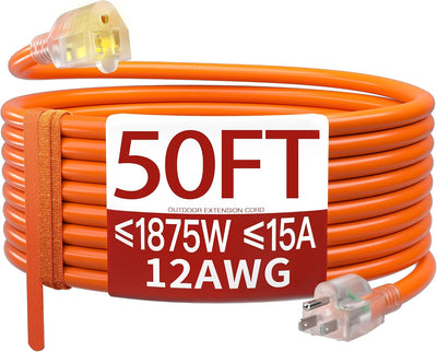 Cable extensión 50ft exterior ignífugo 3 clavijas naranja 15A