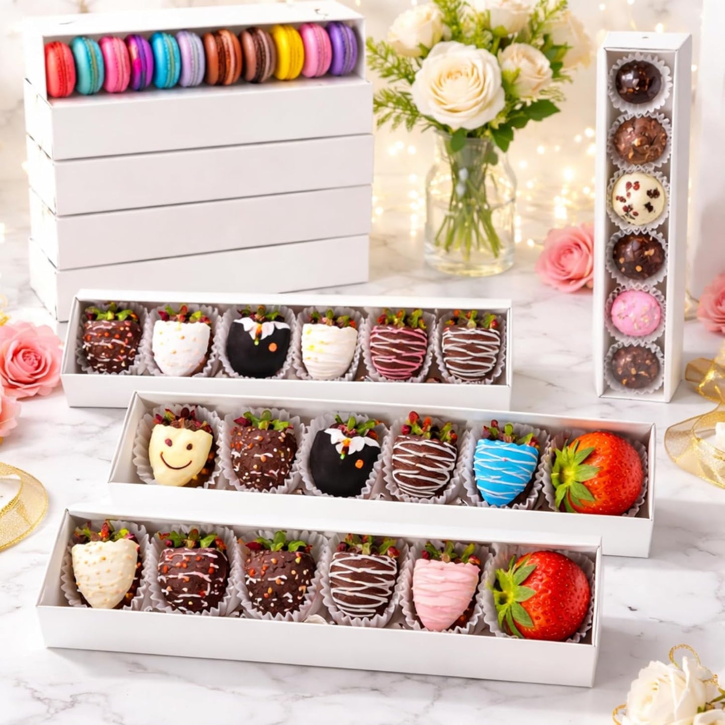 Pack 100 Cajas Chocolate Fresa 12x2.36pulg Con Ventana