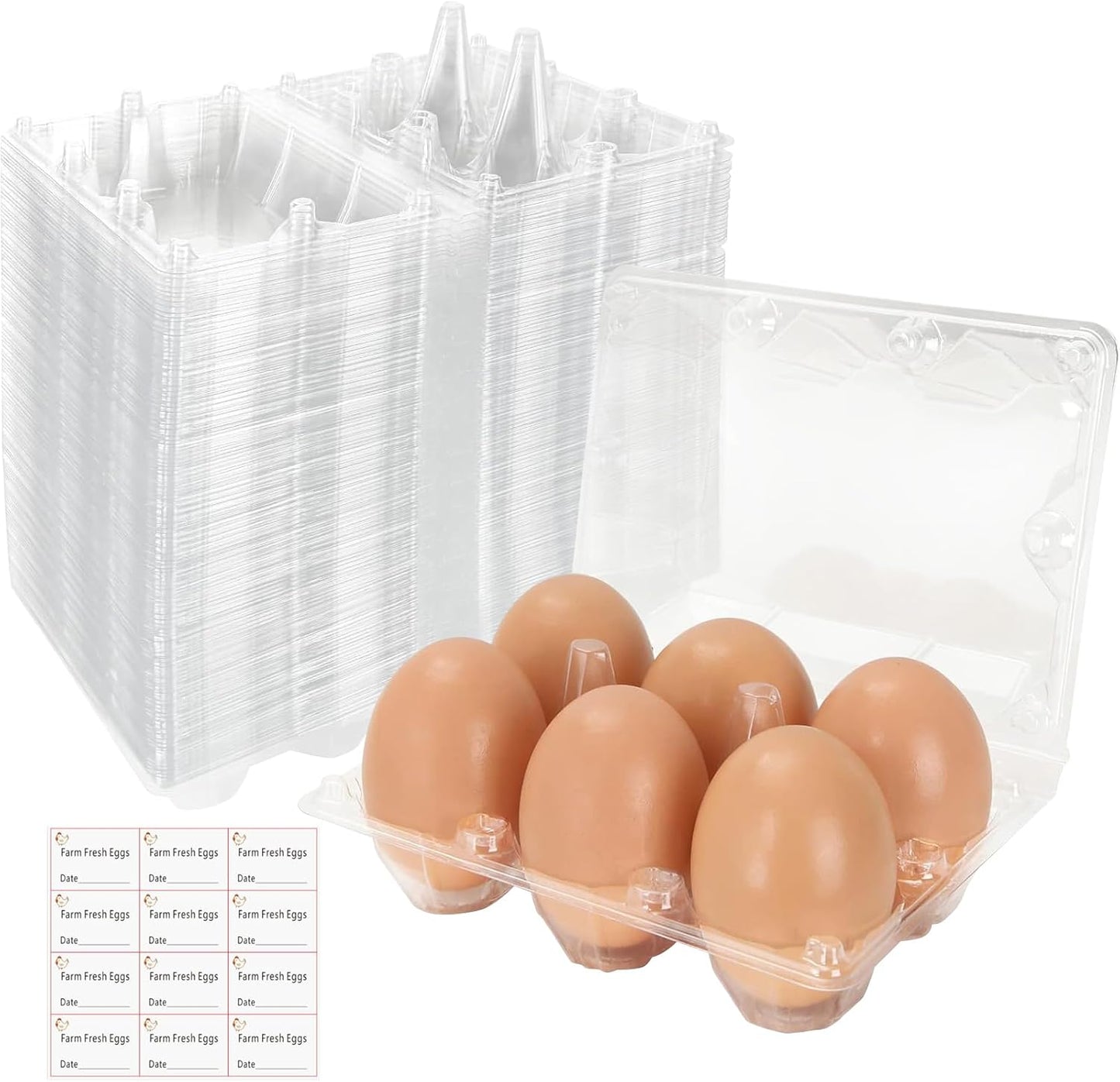 Paquete 24 Cartones Huevos Plástico Transparente Tamaño Mediano
