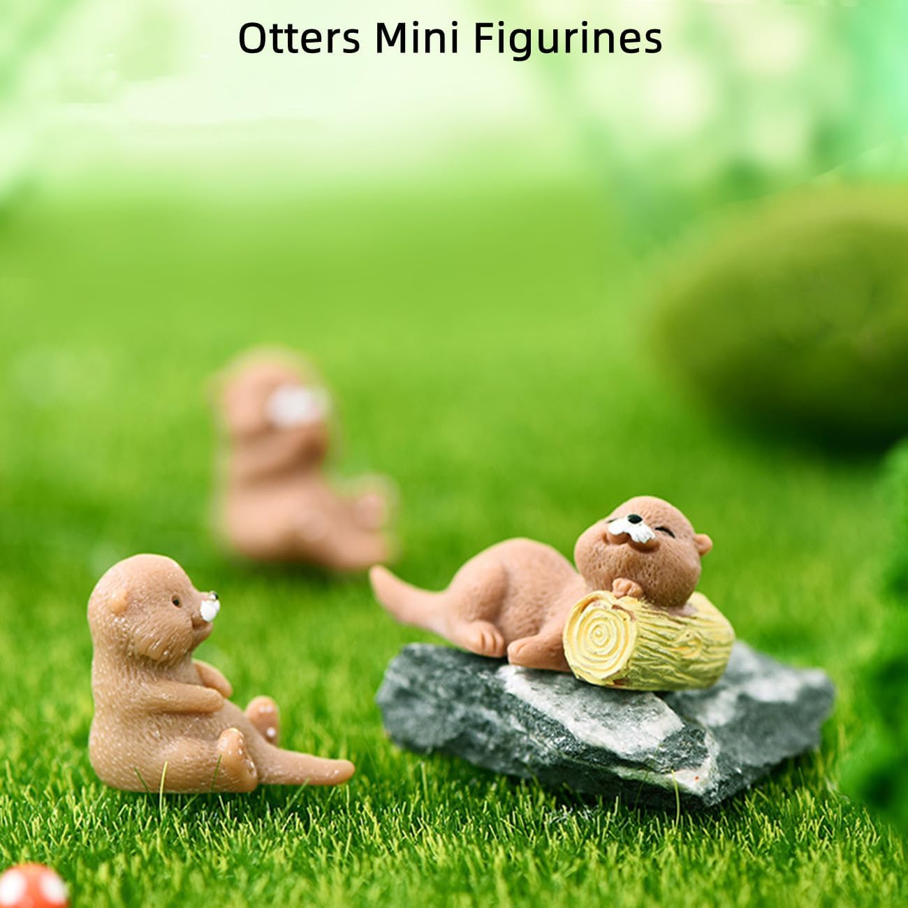 Kit jardín de hadas con nutrias miniatura decoración escritorio