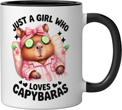 Taza cerámica para amante de capibaras negra/blanca