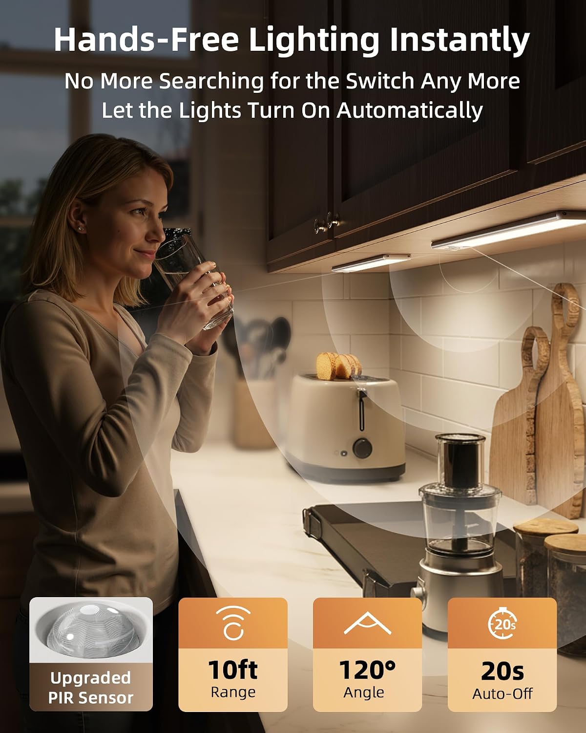 Luz recargable sensor movimiento 3500mAh armario