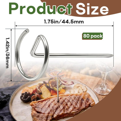 80 Pinchos Acero Inox Reutilizables 1.75pulg para Parrilla