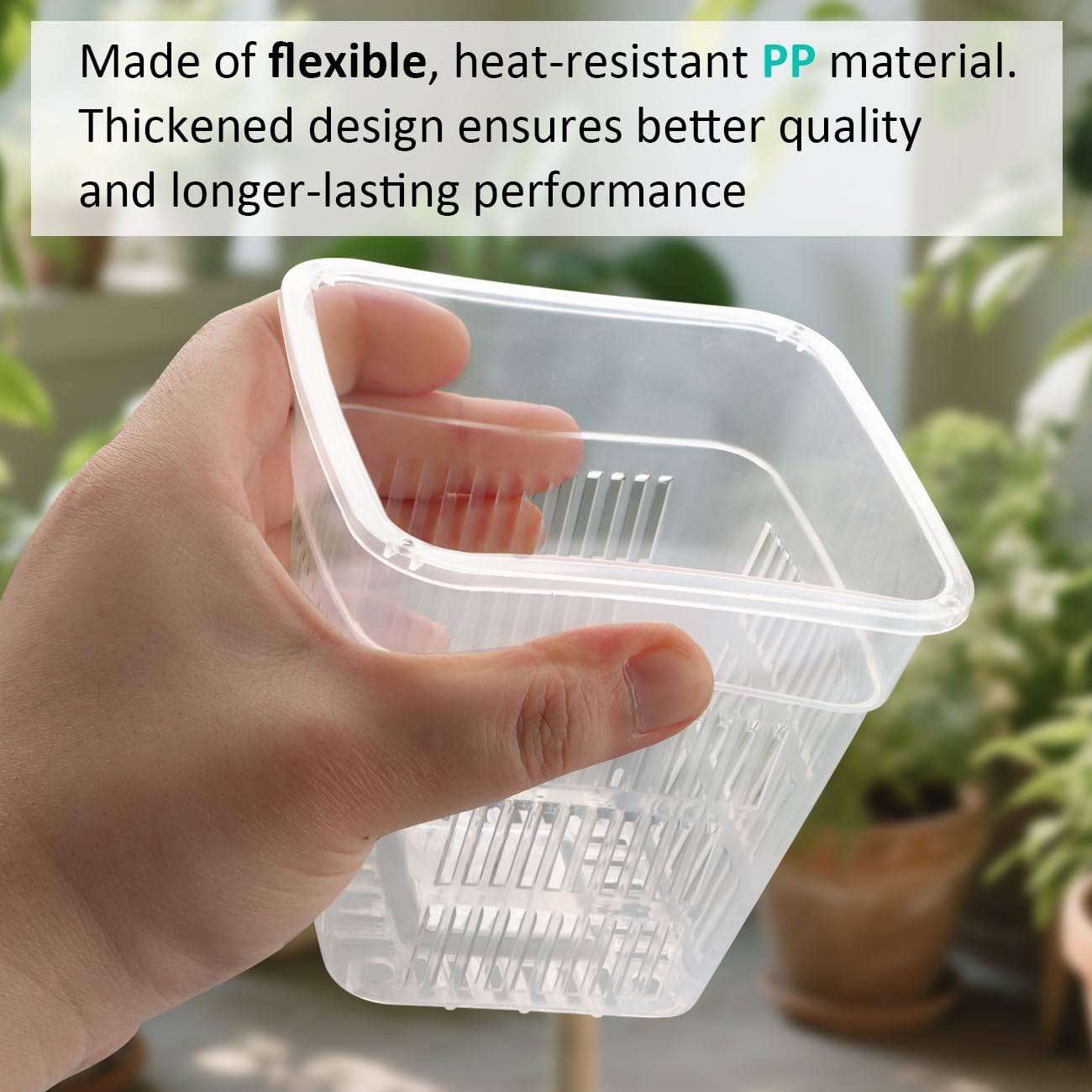 Macetas cuadradas transparentes 6pulg para hidropónico