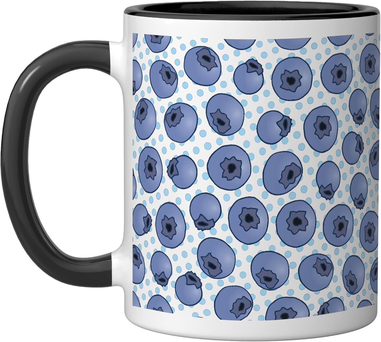 Taza cerámica Blue Edition con frutas azul y negro/blanco