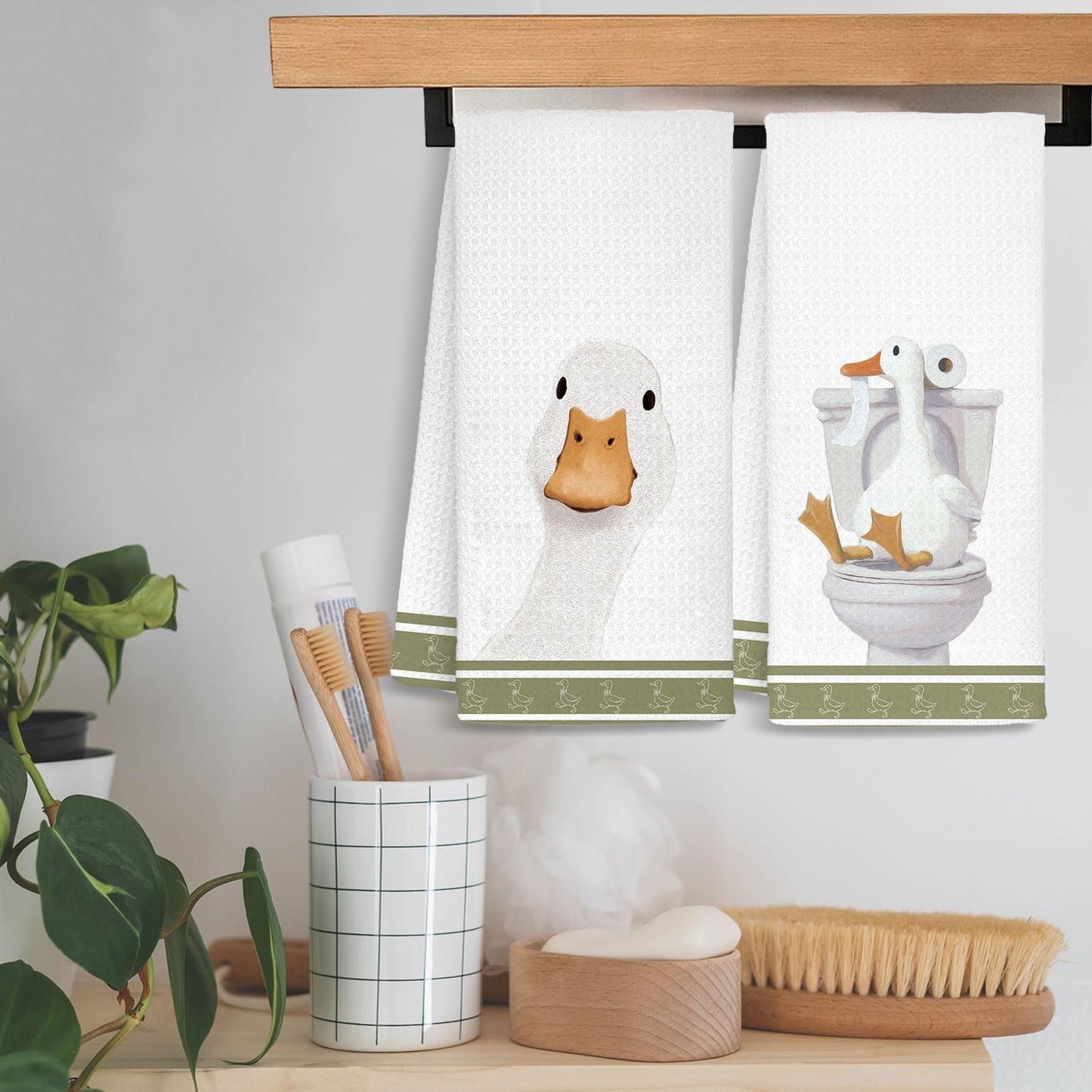 Toallas de baño para niños con ganso y animales de granja, juego de 2
