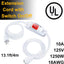 Cable extensión 13.1pies con interruptor enchufes 3 clavijas 1250W