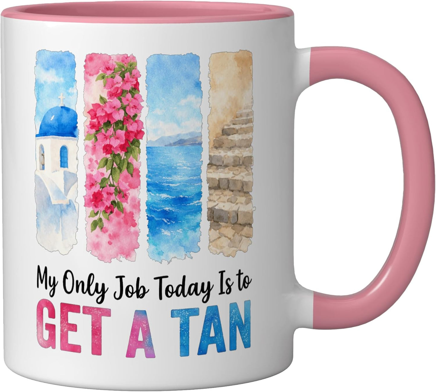 Taza Cerámica Verano Rosa/Blanco
