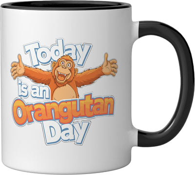 Taza cerámica orangután amante del orangután negro/blanco