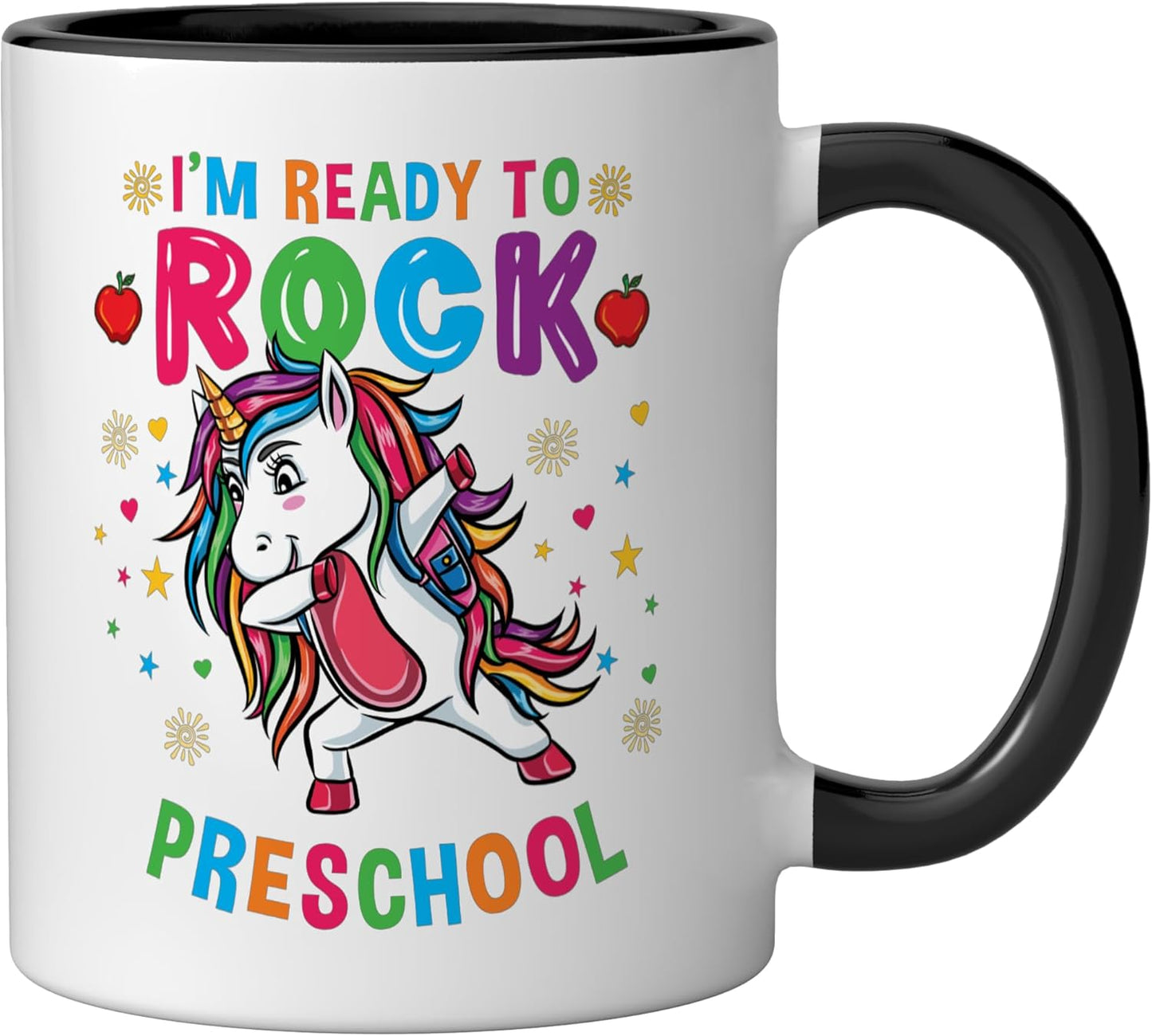 Taza Cerámica Unicornio Preescolar Negro/Blanco