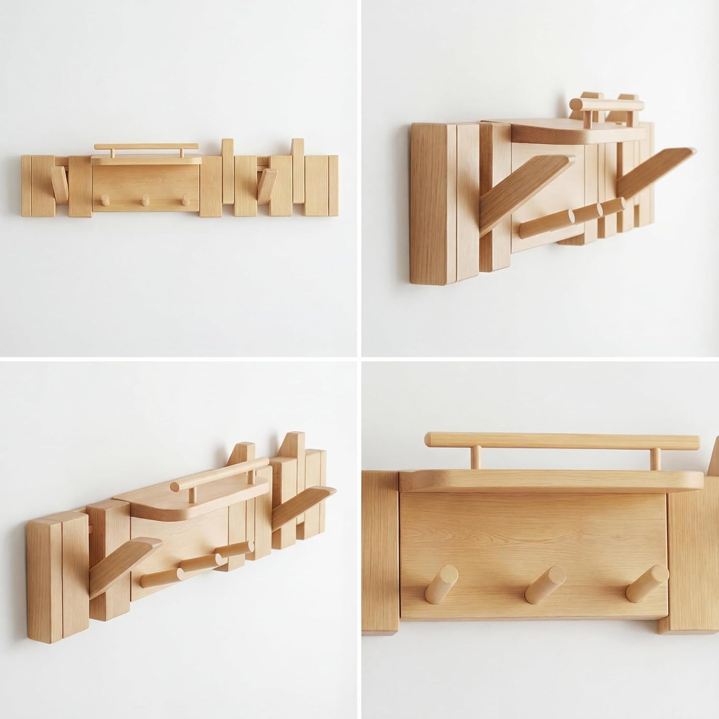 Gancho plegable nogal estante para baño y hogar