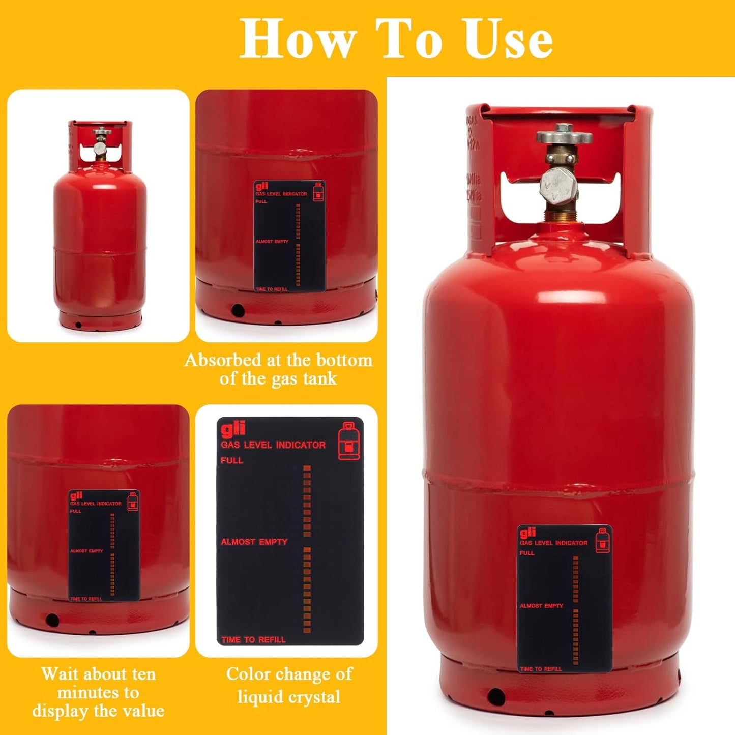 Indicador nivel gas reutilizable adhesivo para camping y hogar