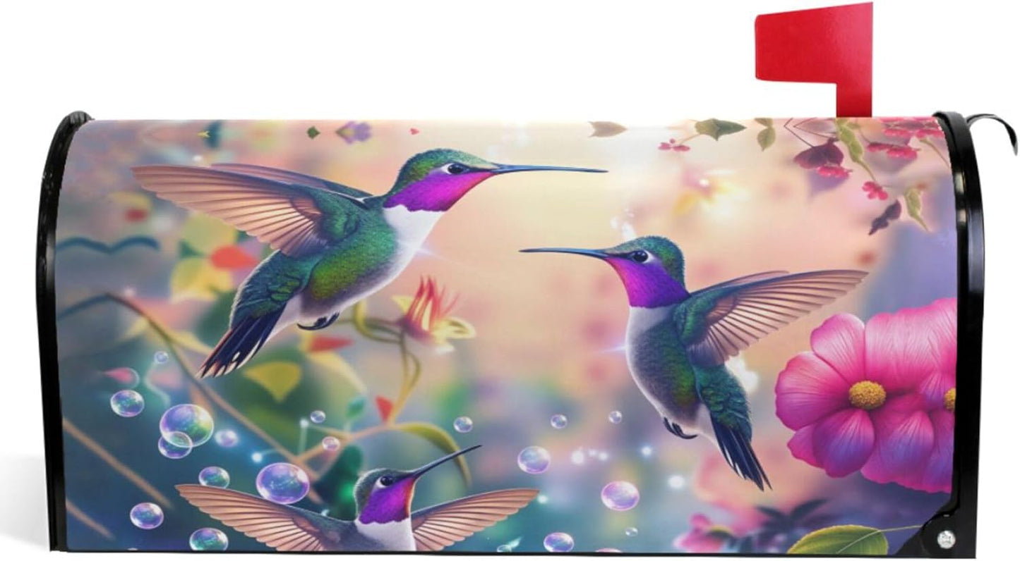Fundas magnéticas colibríes diseño flores moradas 21"