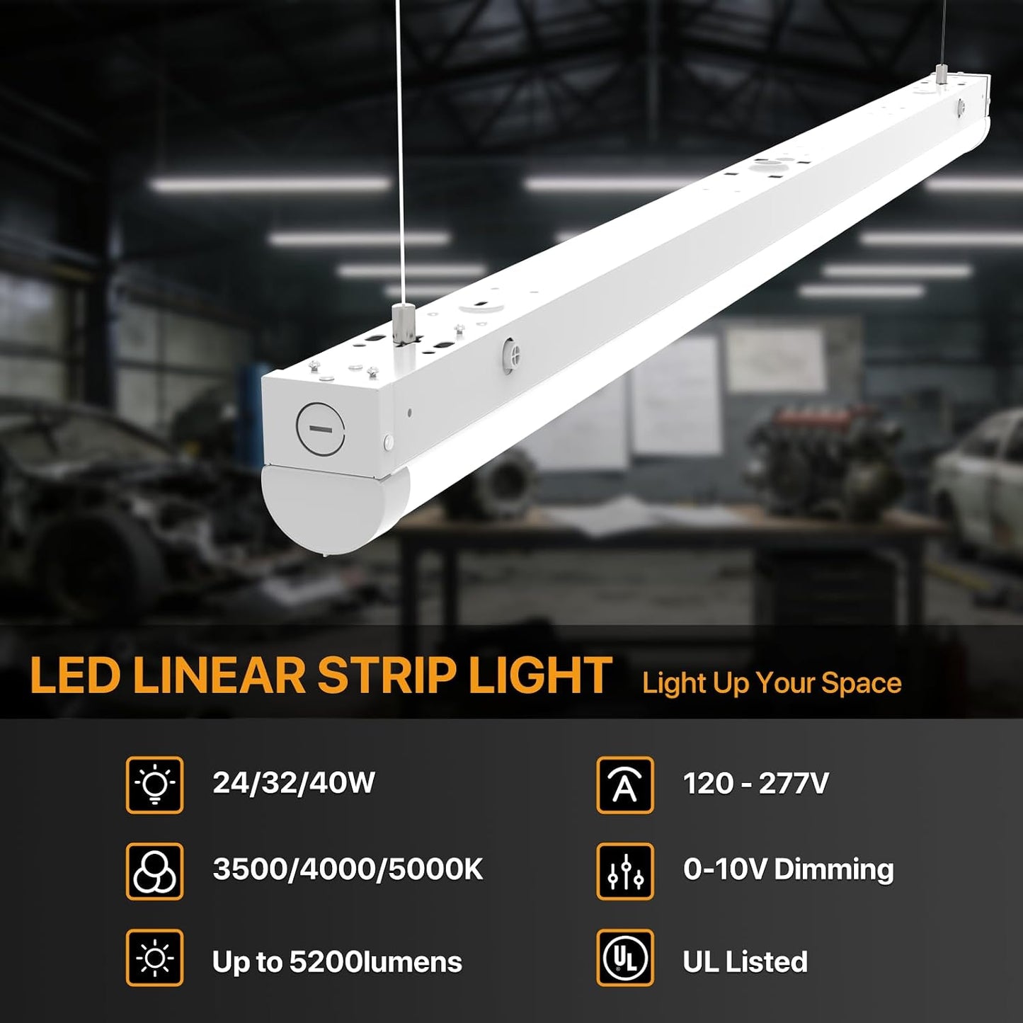 Tira luces LED 4ft regulable 120-277V