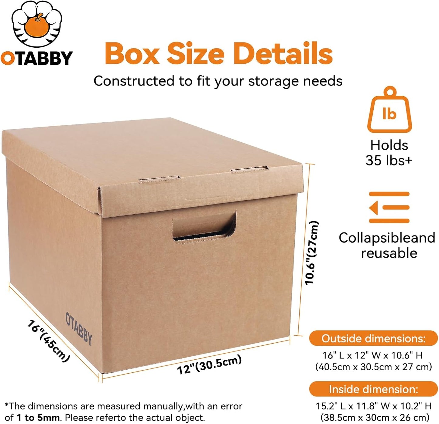 Cajas almacenamiento 4 pzas laterales 3 capas kraft con asas