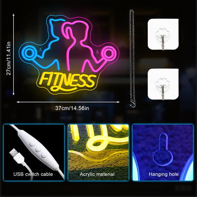 Letrero neón gimnasio decoración pared luz LED
