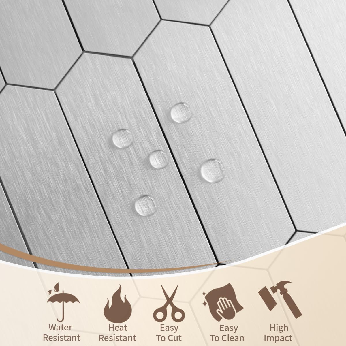 Hoja metal cepillado 12x12pulg para azulejos cocina baño