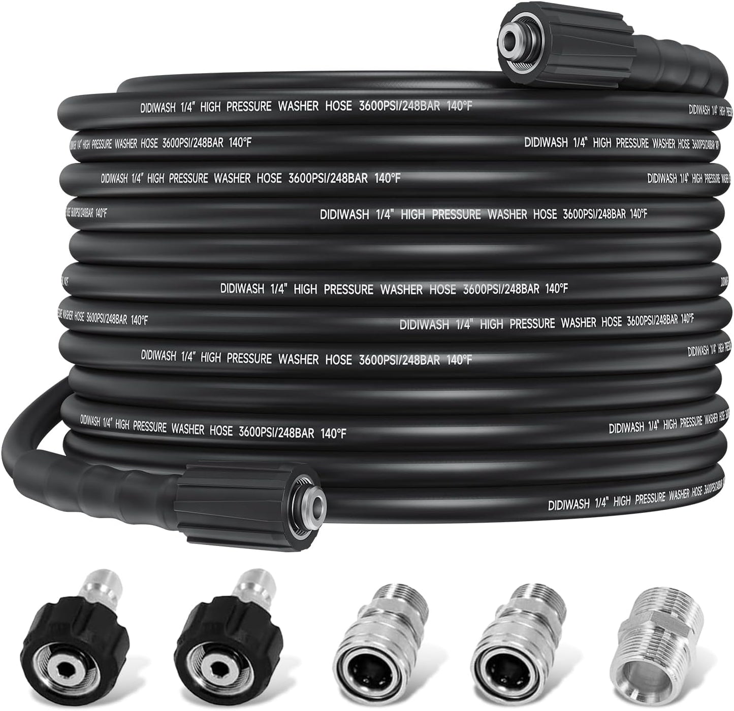 Manguera lavado 1/4pulg 50ft 3600PSI con kit 3/8pulg