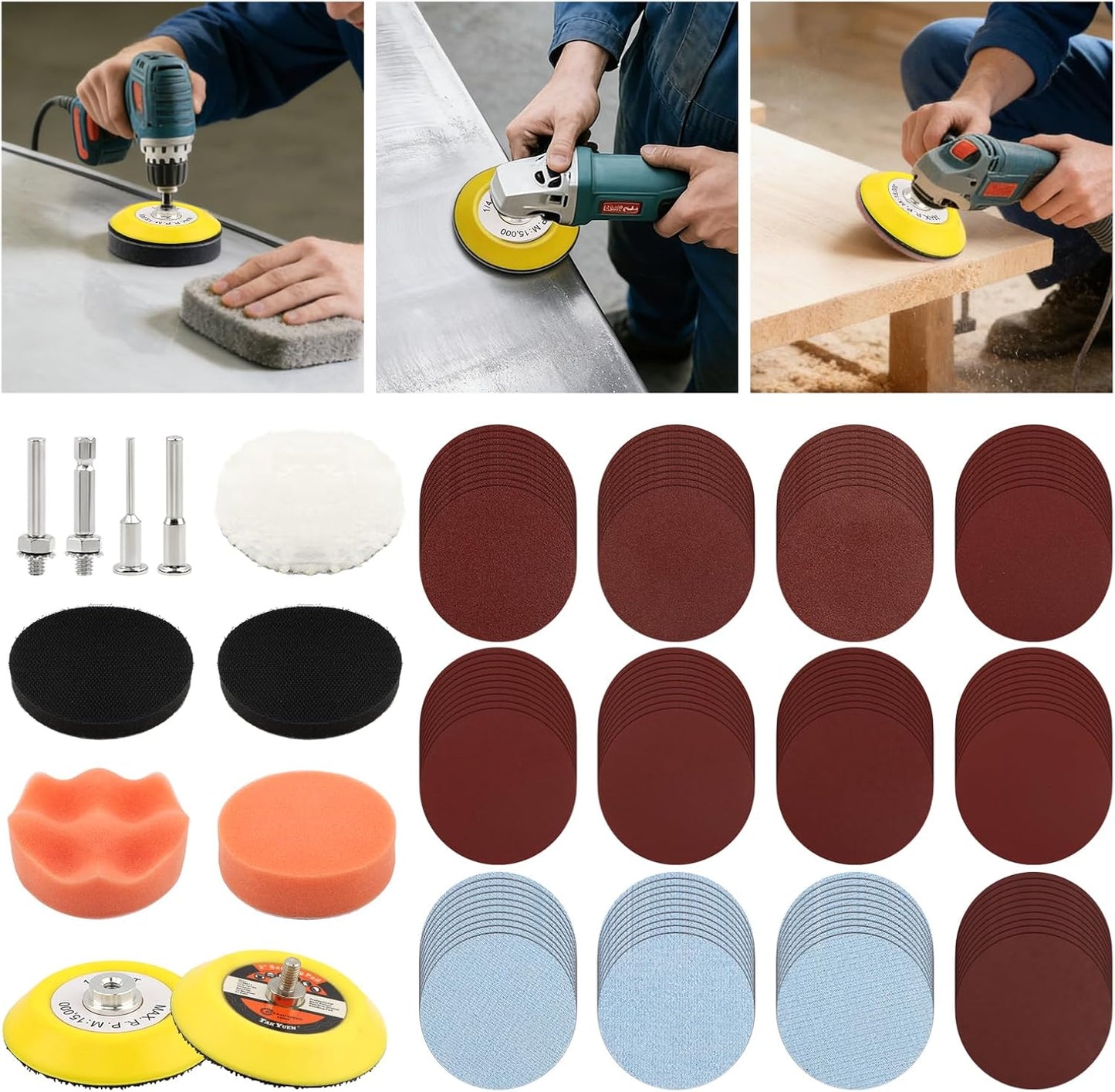 Kit lijado disco 3pulg accesorio amoladora herramienta rotativa