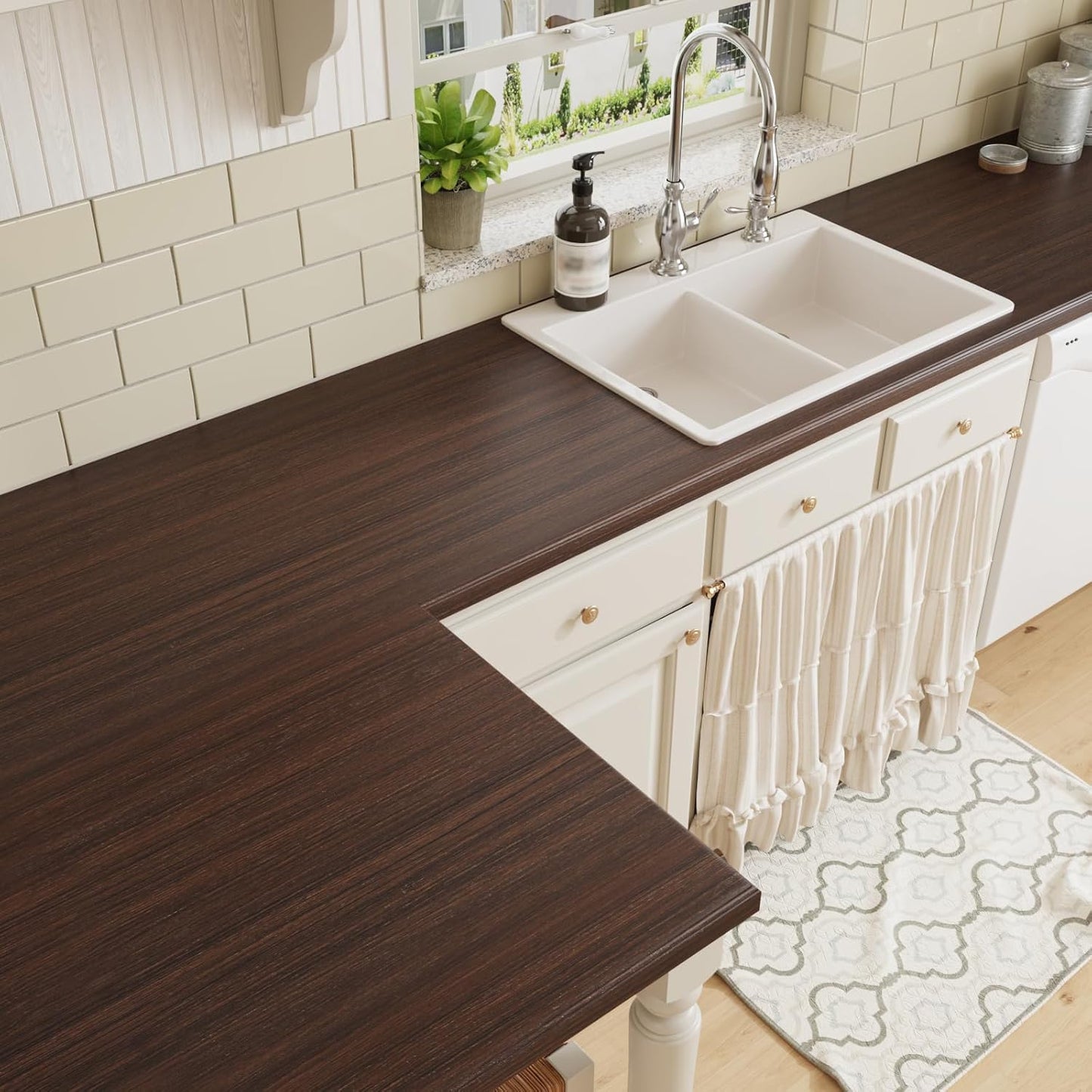 Papel adhesivo madera oscura para encimeras y gabinetes