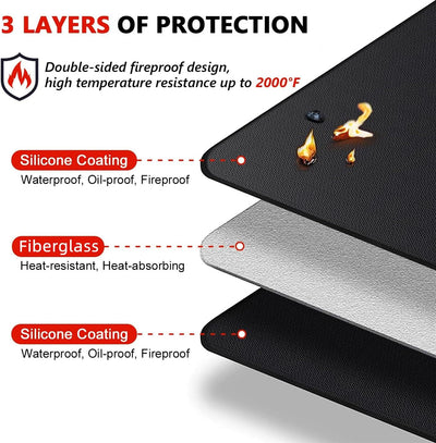Tapete protector para parrilla 60x40pulg resistente agua y fuego