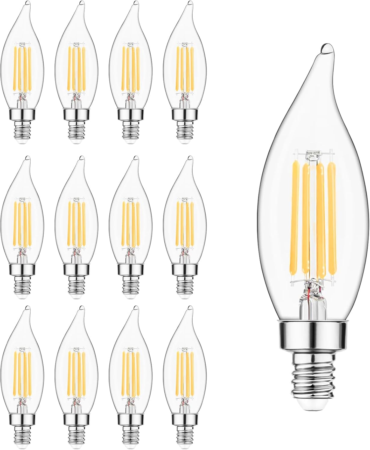 Bombilla LED E12 regulable 2700K luz blanca para ventilador