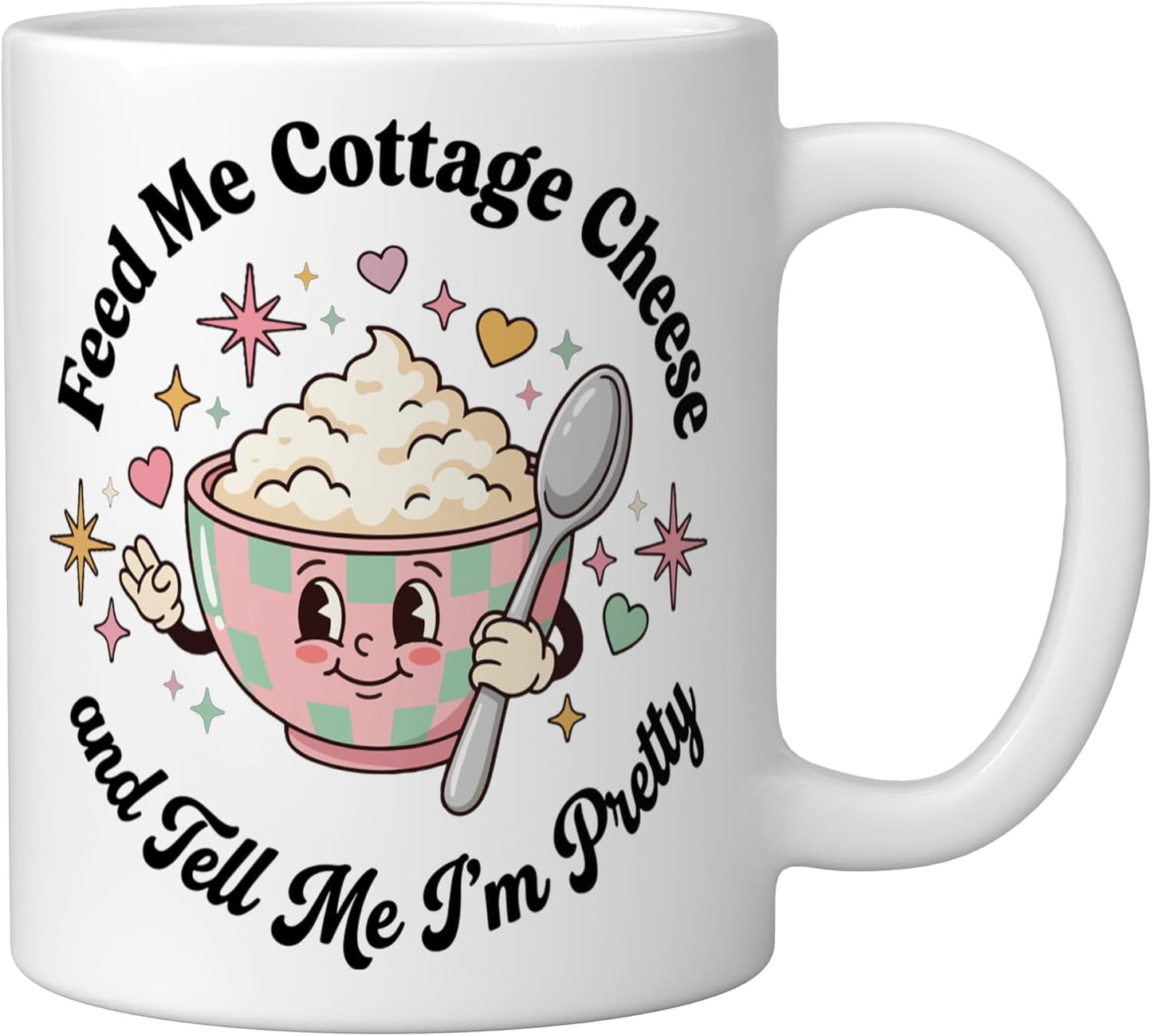 Taza Cerámica Blanca Feed Me Cottage Cheese