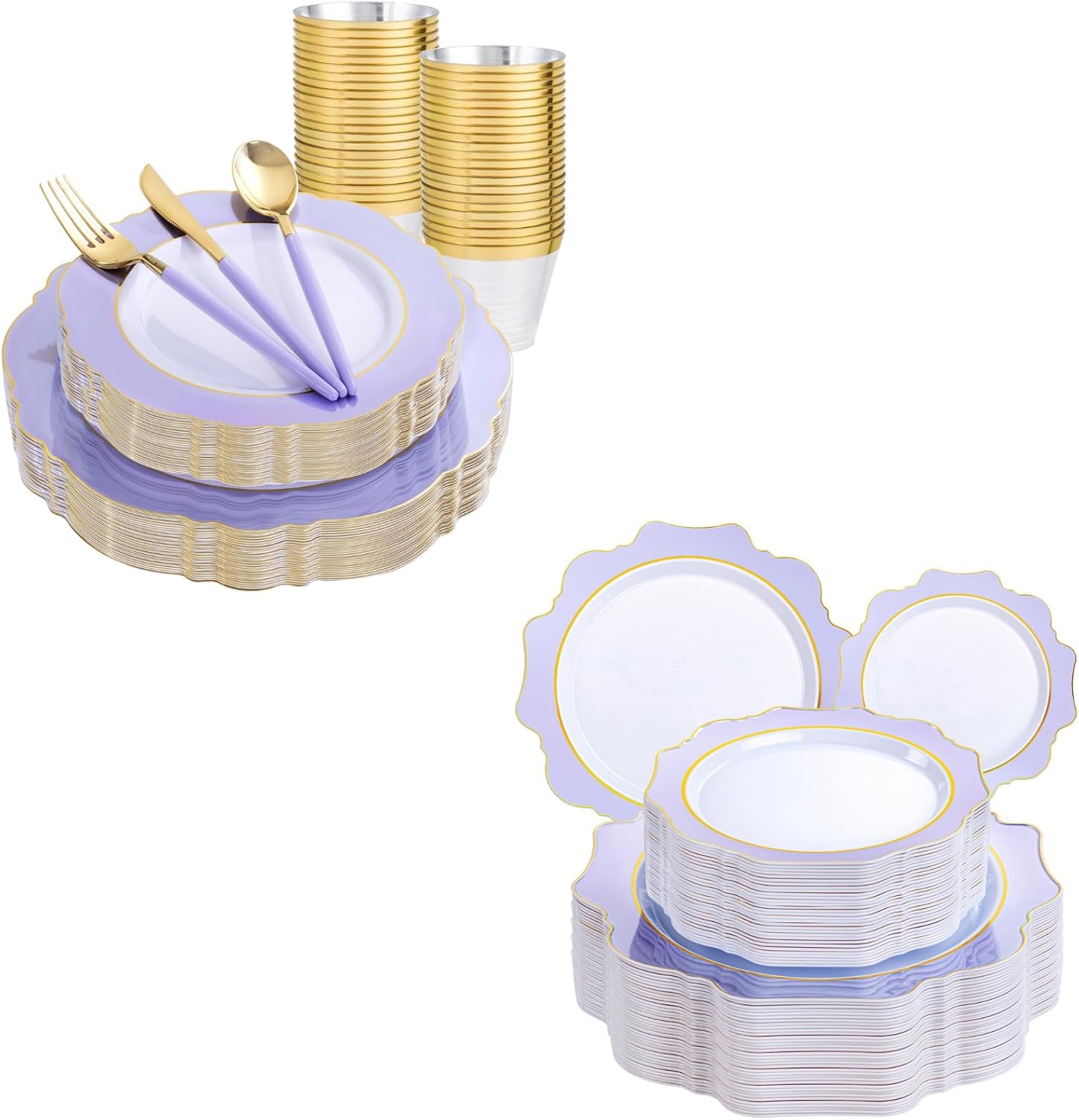 Platos plásticos morados set 250 pzas