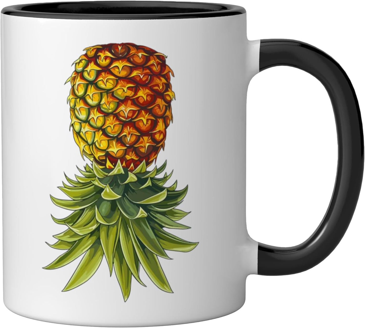 Taza de cerámica invertida con forma de piña negra/blanca