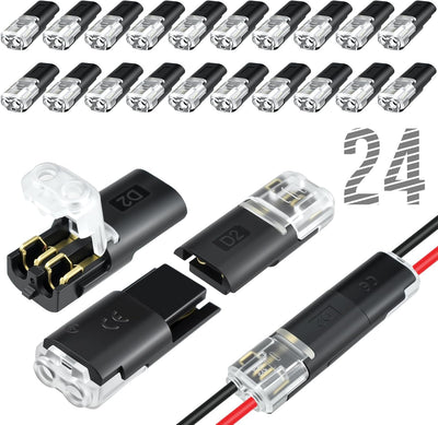 Conectores LED 2 pines sin cortar cables dobles