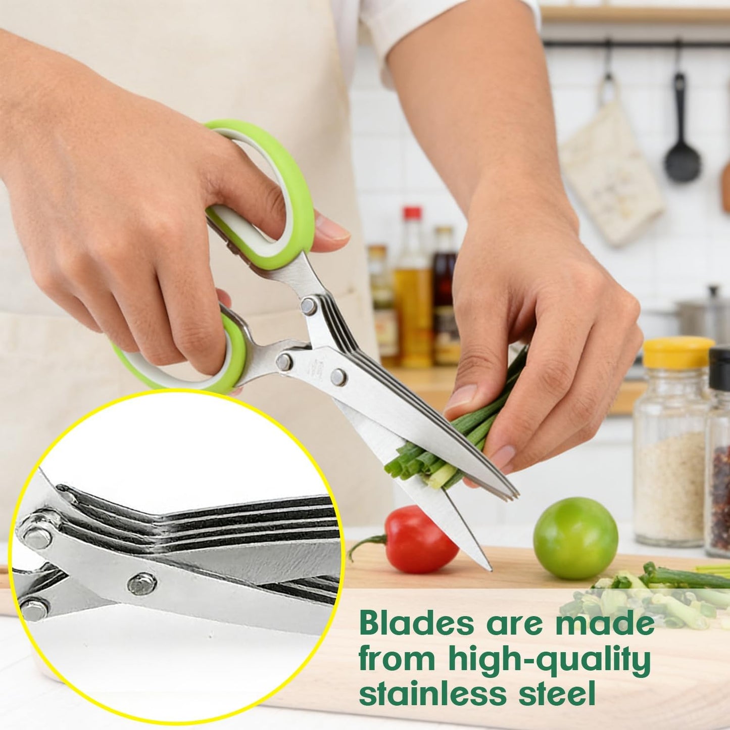 Tijeras hierbas separador hojas verduras 5 cuchillas cocina
