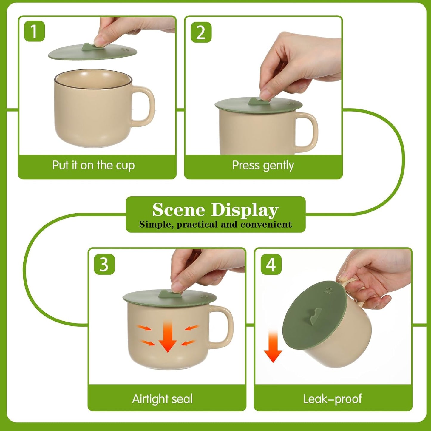 3 fundas silicona tapas herméticas para tazas café té