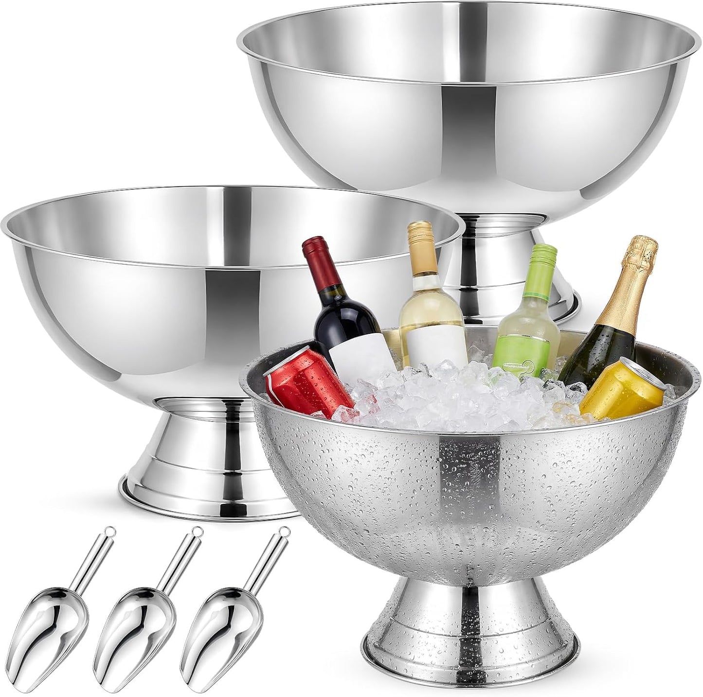 Paquete 3 Cubos Hielo 13L Tina Acero Inox Plateado