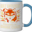 Taza Cerámica Gato Naranja Chistosa Azul/Blanco
