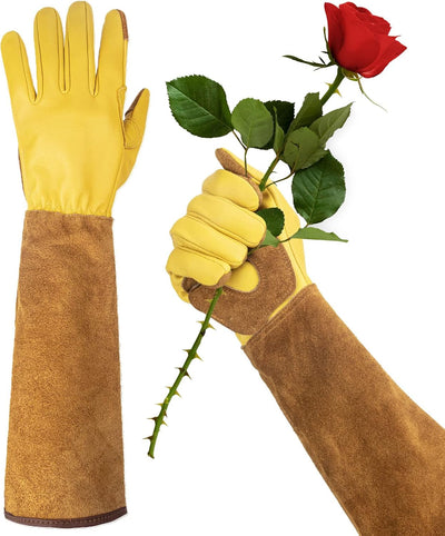 Guantes jardinería mujer cuero vaquilla para cactus rosas moras
