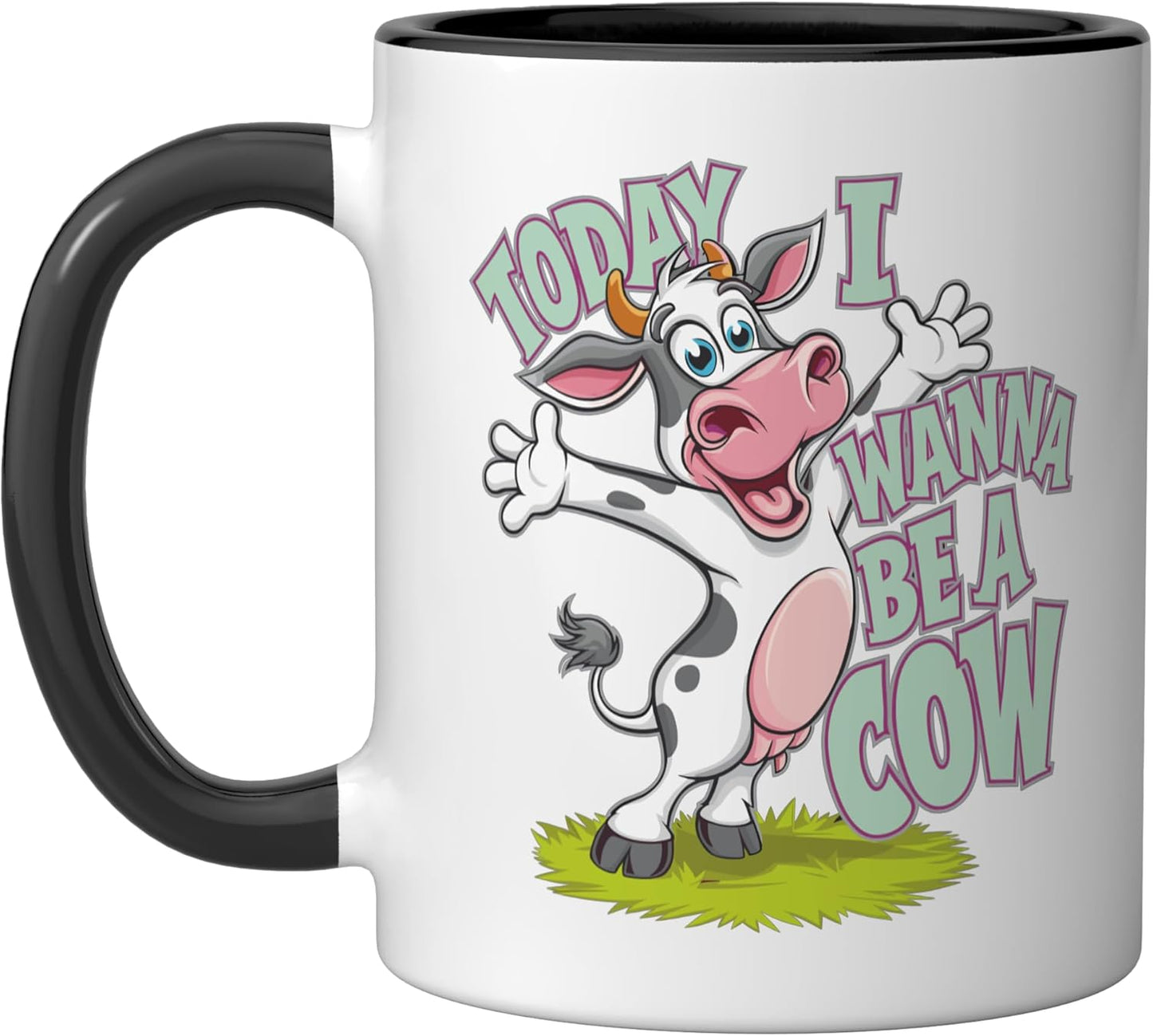 Taza cerámica de vaca negra/blanca diseño vaca