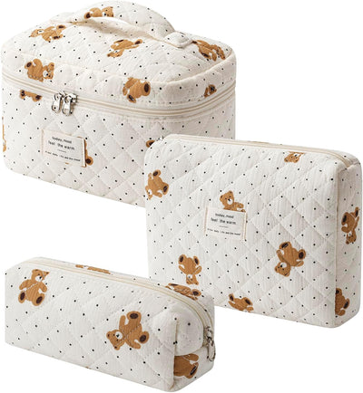 2 Pzas Bolsas Maquillaje Acolchado Floral para Mujer