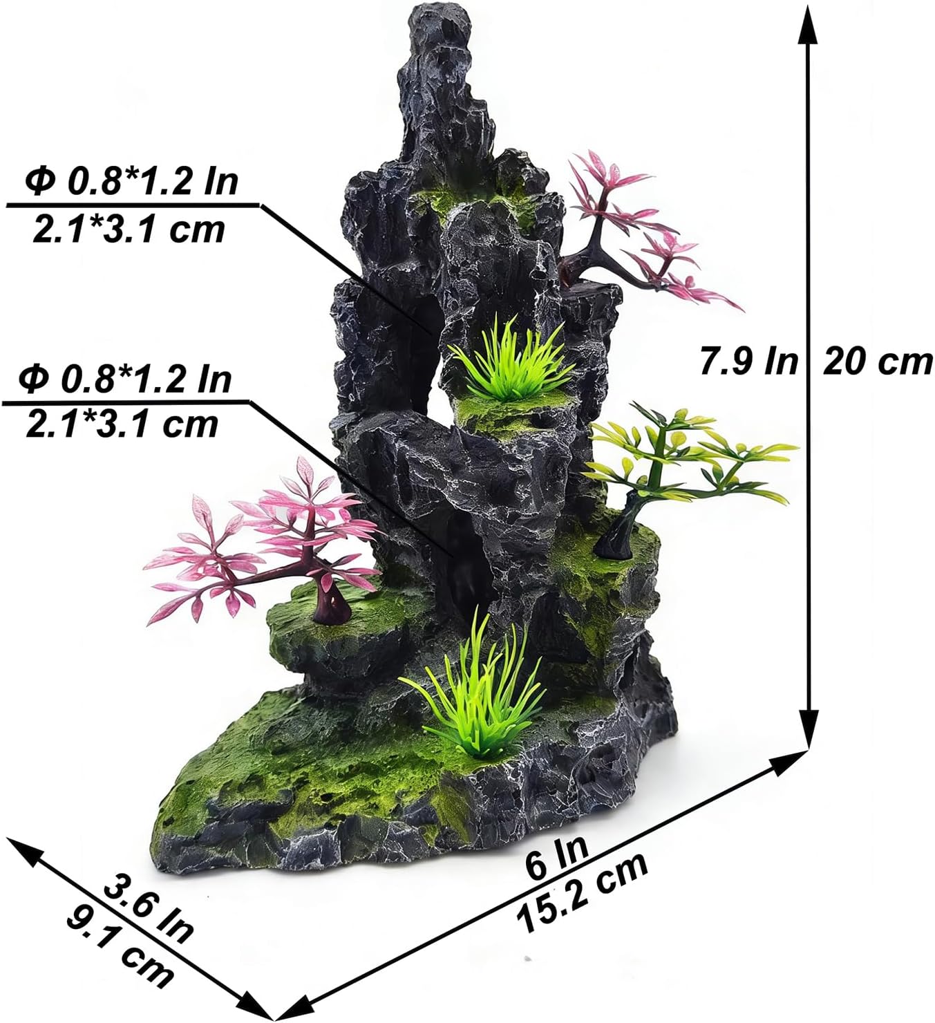 Acuario paisaje rocoso con cueva y decoración de piedra
