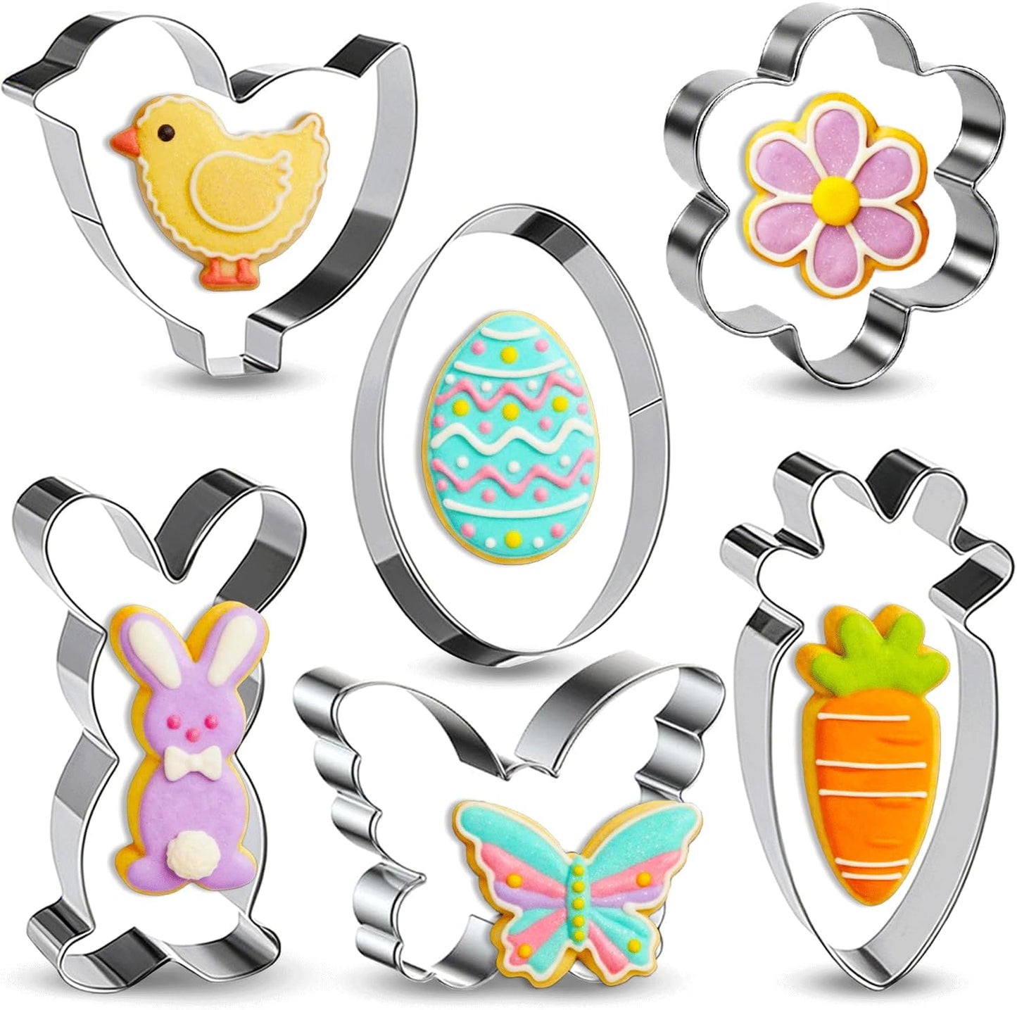Set 6 Cortadores Galletas Pascua Huevos Conejos Zanahorias