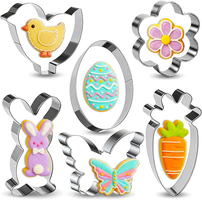 Set 6 Cortadores Galletas Pascua Huevos Conejos Zanahorias