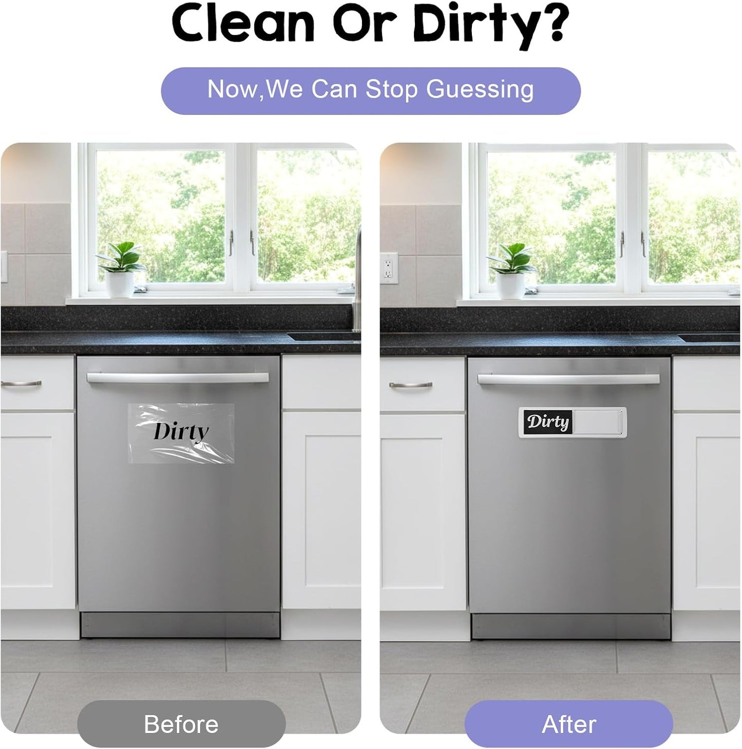 Imán de 2 estados Clean Dirty Sign para lavavajillas autoadhesivo acrílico