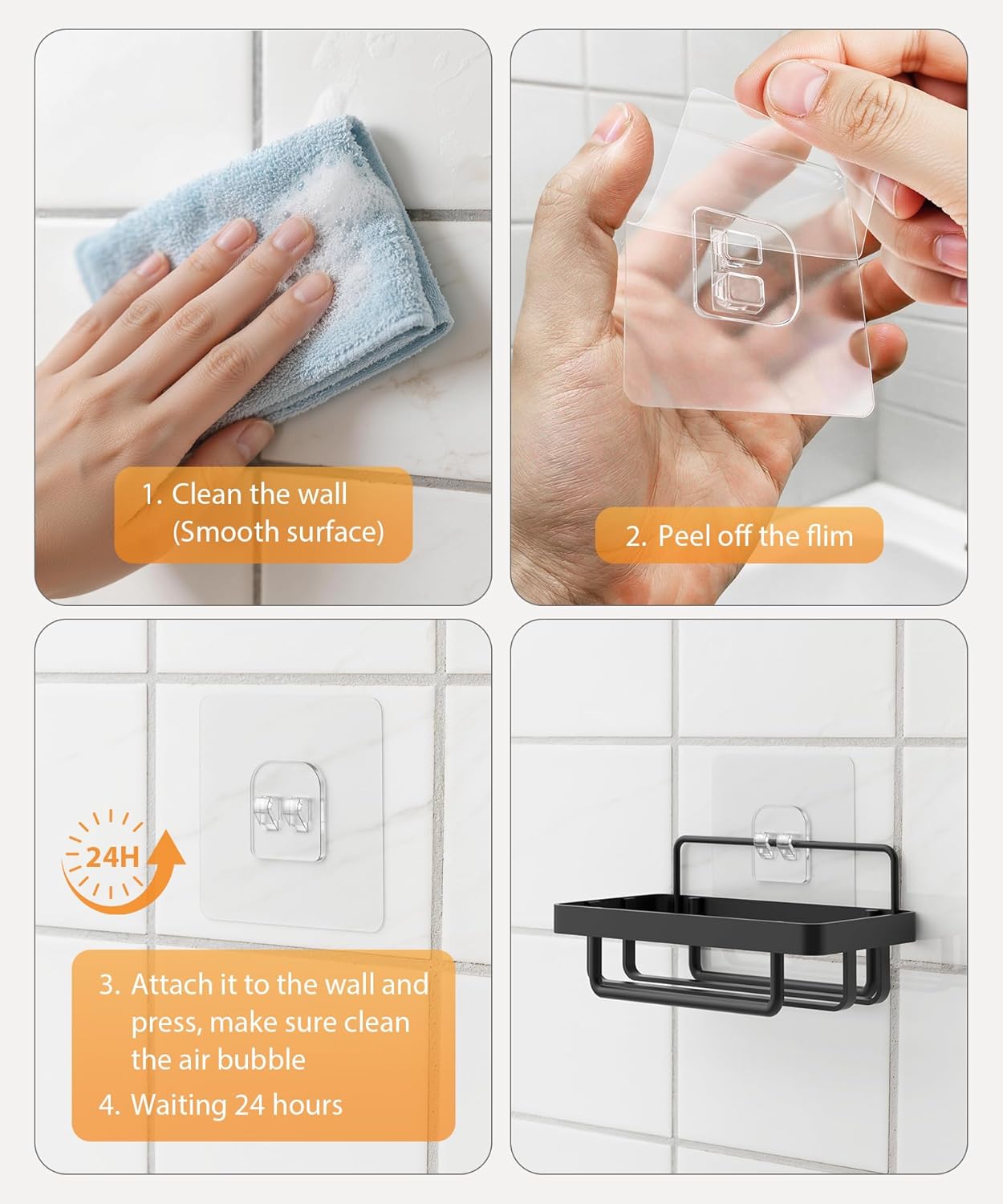 Gancho adhesivo transparente para pared 4 unidades