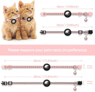 Collar gato reflectante con soporte Air Tag 0.4pulg negro