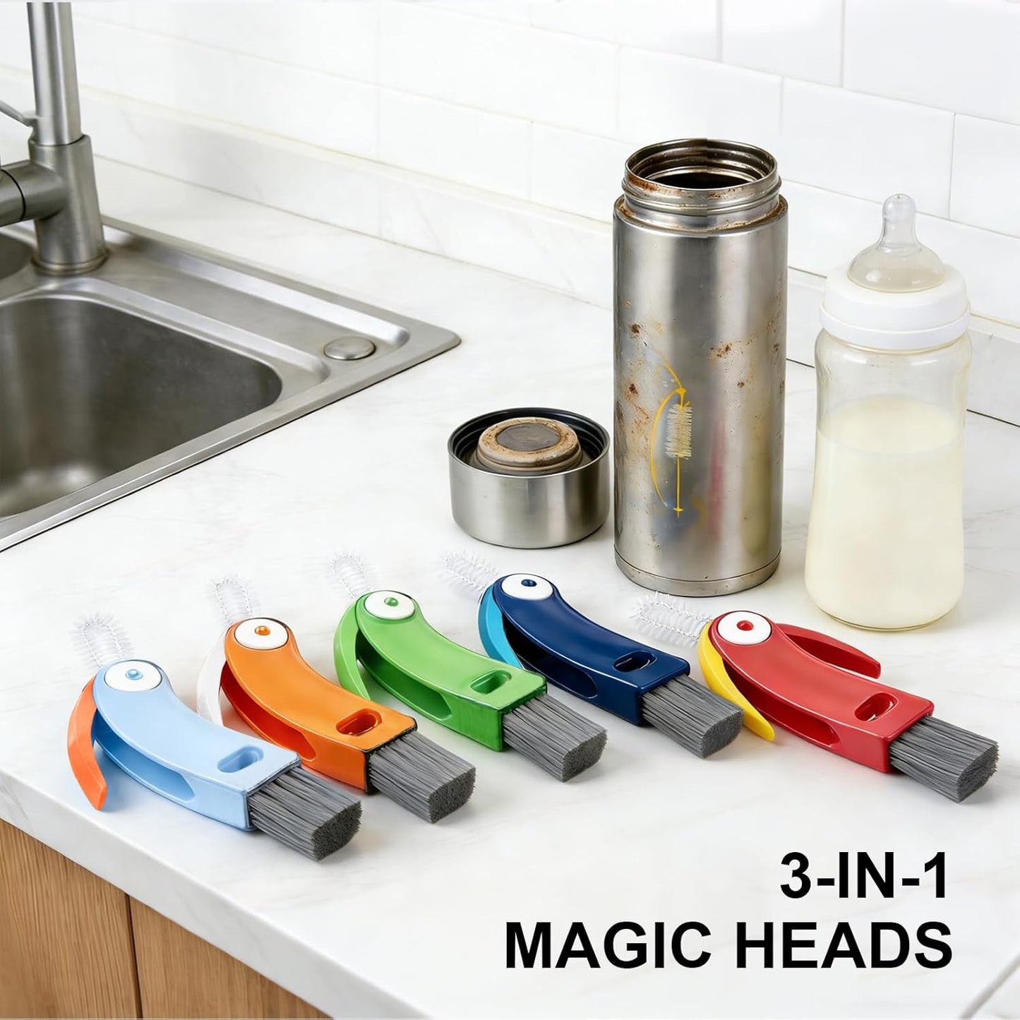 Set 5 Cepillos Botellas Limpieza Flexibles